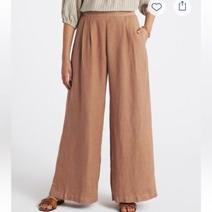 Bella Dahl Pleat Front Linen Palazzo Pant Size Large